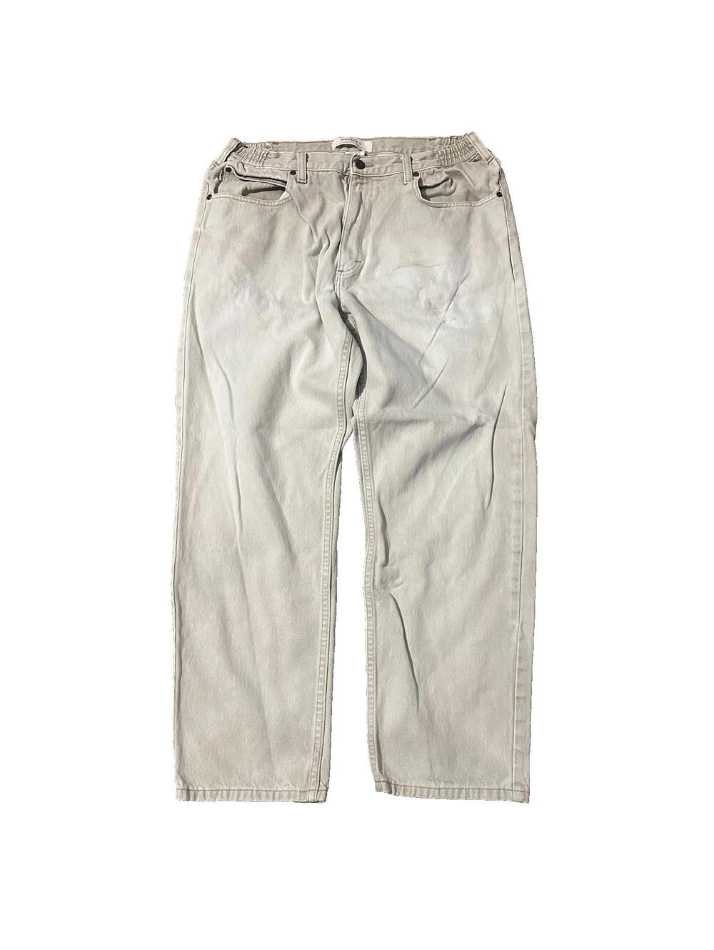 L.L.Bean Double L Jeans Mens 37x30 Tan Comfort Waist Elastic Relaxed Fit Denim